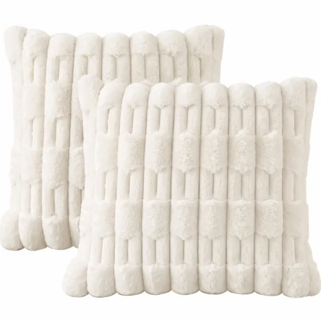 LUXALIVING Sierkussens 45x45 cm – Set van 2 – Wit – Teddy Bouclé Kussens – Zacht & Fluffy – Bank & Woonkamer