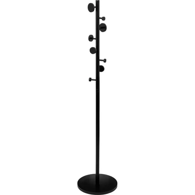 5Five® 5Five Kapstok - zwart - dennenhout - staand - 8 haken op verschillende hoogtes - H176 cm