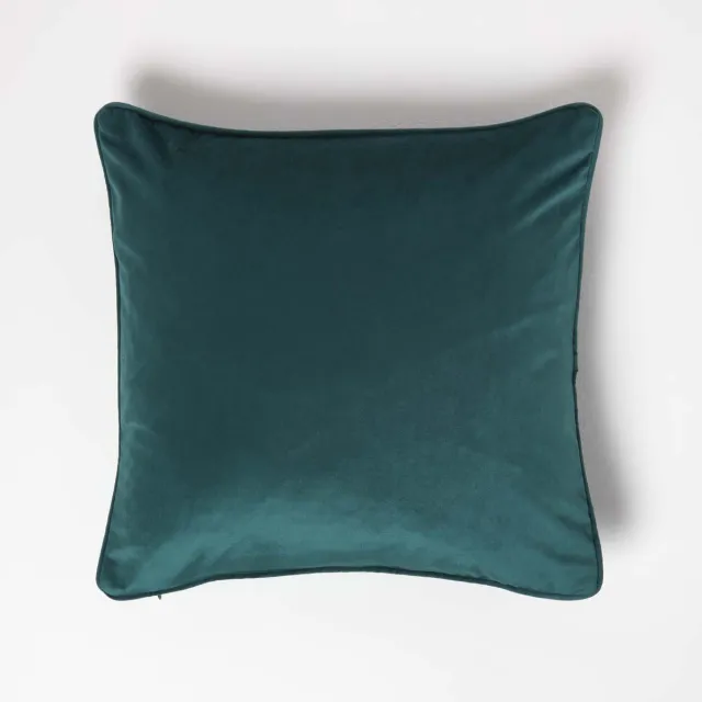 Homescapes fluwelen kussenhoes groen met bies, 46 x 46 cm