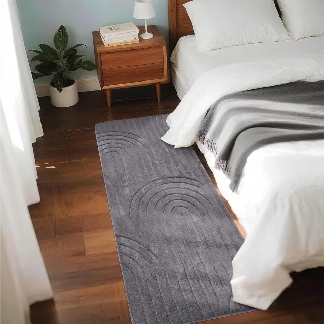 Unyqoos Zacht en modern laagpolig tapijt met 3D-effect voor elke kamer Grijs