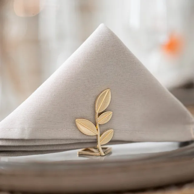 Noré Living Servethouder goud - ash blad | Servetring goud | Tafeldecoratie goud | Bruiloft decoratie | Tafel accessoire servetringen