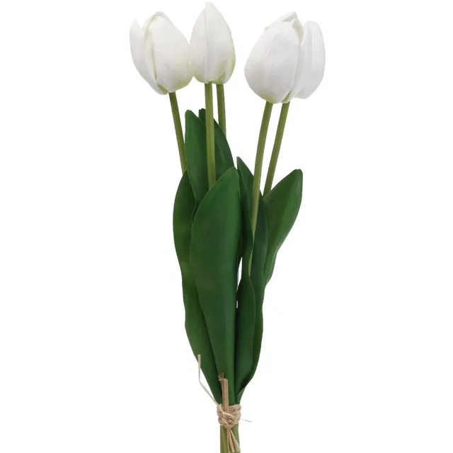 Viana Witte Tulpen Decoratie Real Touch Kunstbloemen Lente 49cm 5 st