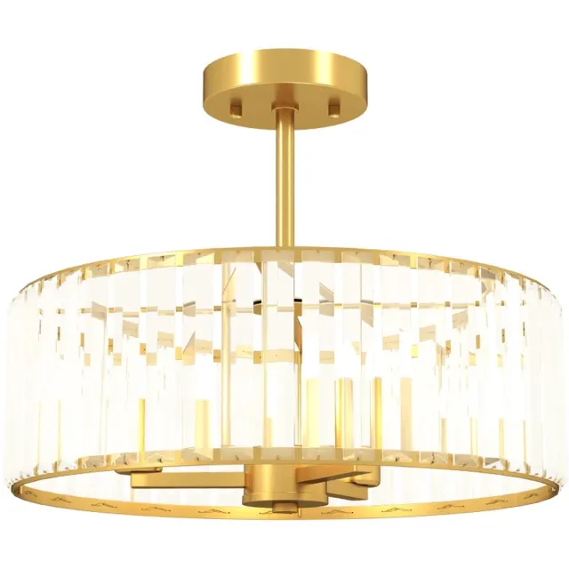 ZYLARO Plafondlamp - Kroonluchterdesign - Kristallen Kap - 3 Lampen - Metaal - Goudkleur goudtint