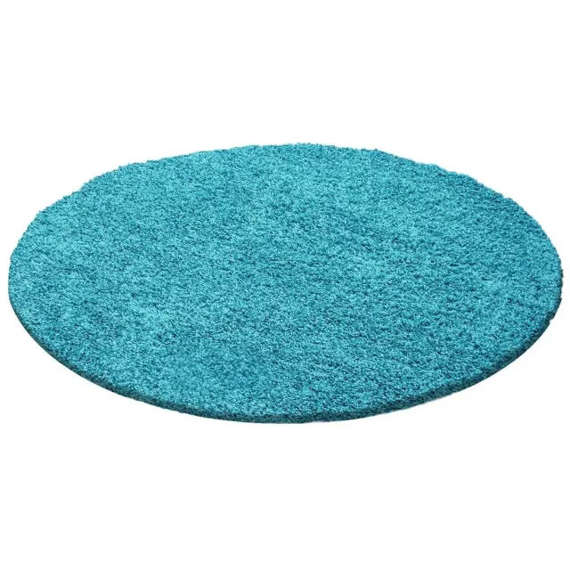 Dutch XXL Rond Hoogpolig Vloerkleed | Tapijt | Shaggy | Life | Uni | Turquoise | 200x200 cm