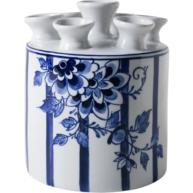 Heinen Delfts Blauw Tulpenvaas Cilinder Fair Florals - Keramiek - Delfts blauw - 15 cm