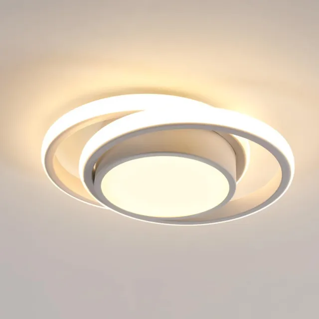 Riserva LED Plafondlamp Dubbele Cirkel Wit Modern 36W 4050LM 3000K Warm Wit Licht Aluminium Acryl