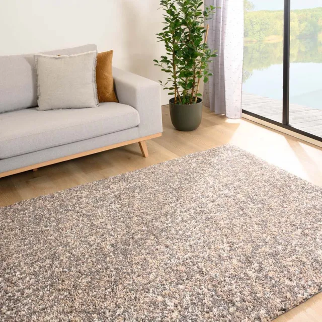 Tapeso Hoogpolig vloerkleed - Blend beige/grijs 120x170