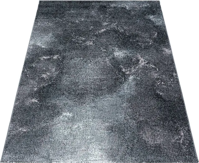 Adana Carpets Kortpolig vloerkleed, ombré design, blauw, woonkamerkleed, jute achterkant, afmeting: 80 x 150 cm