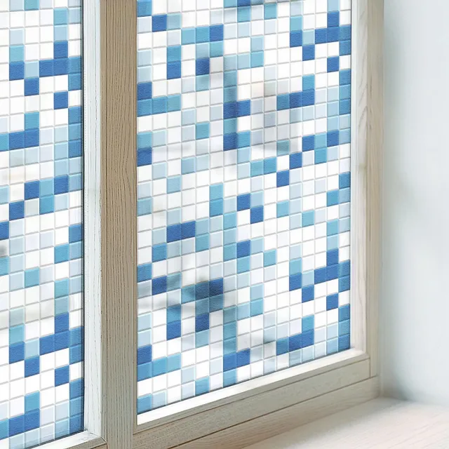 Coloray Privacy Folie Raam - Tegelspel Anti inkijk Folie - 50x146 cm - Wit Privacy Folie Raam - Raamfolie Tegen inkijk Glas in Lood - Voor de badkamer, voor de keuken, voor het kantoor - Raamfolie Zonwering