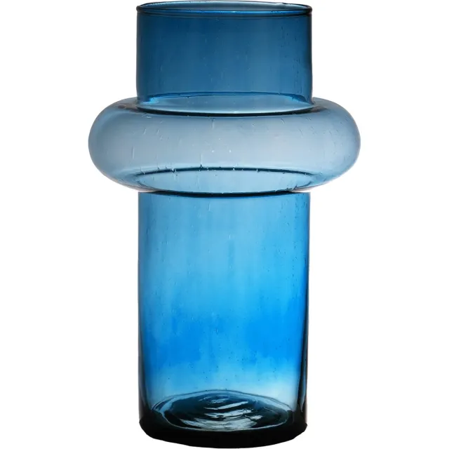 Hakbijl Glass Bloemenvaas Luna - transparant blauw - eco glas - 19 x 30 cm - cilinder vaas
