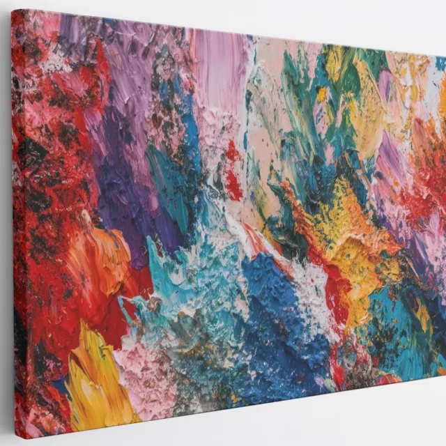 Saammp Canvas Schilderij - Explosie van kleuren - Abstract - 60x40 - Foto op canvas - Wanddecoratie - Muurdecoratie Woonkamer - Slaapkamer decoratie - Canvas Print Multicolor