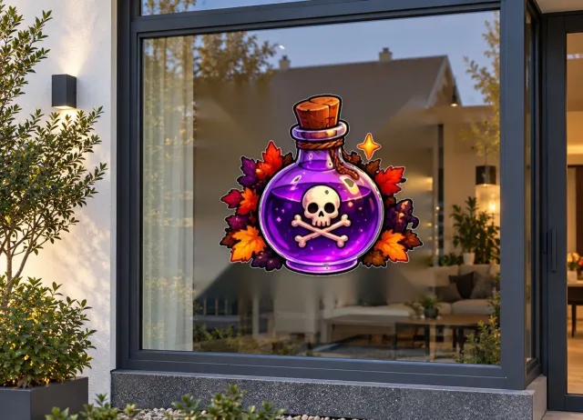 De Stickerman Halloween Raamsticker 50cm Breed Herbruikbaar Weerbestendig (CV5) Multi