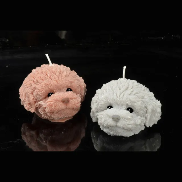 MilaNNE Gezellige hondenkop kaars (set van 2 stuks) 1x bruin en 1x grijs, geheel met de hand gemaakt door Candles by Milanne uit Nederland - BEKIJK VIDEO