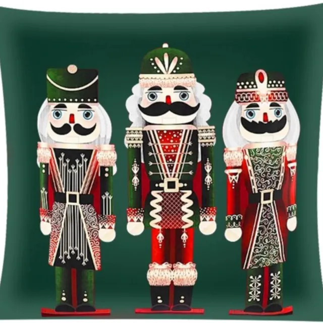 Ruhhy Kerstkussenhoes 45x45 cm - Luxe Pluche met Notenkraker Design, Duurzaam en Zacht groen, rood, wit, zwart