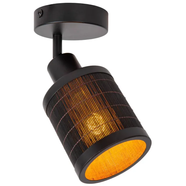 Lucide TAGALOG - Plafondspot - Ø 10 cm - 1xE27 - Zwart Zwart, Naturel