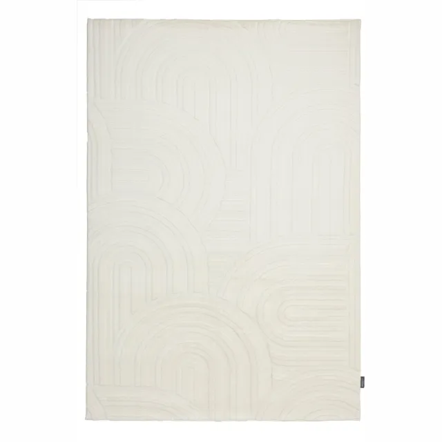 Padiro design laagpolig vloerkleed 160 x 230 cm - lichtbeige - modern geometrisch patroon - voor vloerverwarming - van polyester, wol en katoen