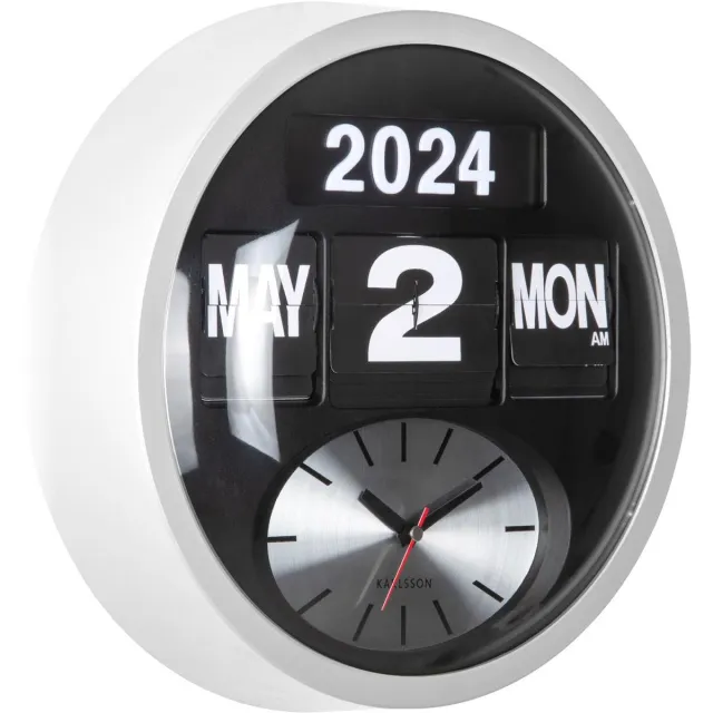 Karlsson Wandklok Round Flip - Wit - 11x32.6x32.6cm - Wandklok Scandinavisch