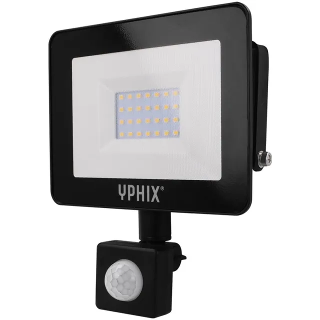 YPHIX LED Schijnwerper met bewegingsmelder Pro 20W 4000K IP44 - Buitenlamp met bewegingssensor Zwart