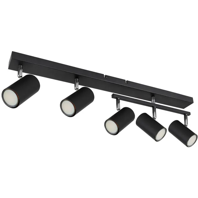 Globo Plafondlamp spot zwart GU10 5 vlammen Plafondlamp draaibaar GU10, metaal, 5x GU10, LxBxH 70x35x17 cm