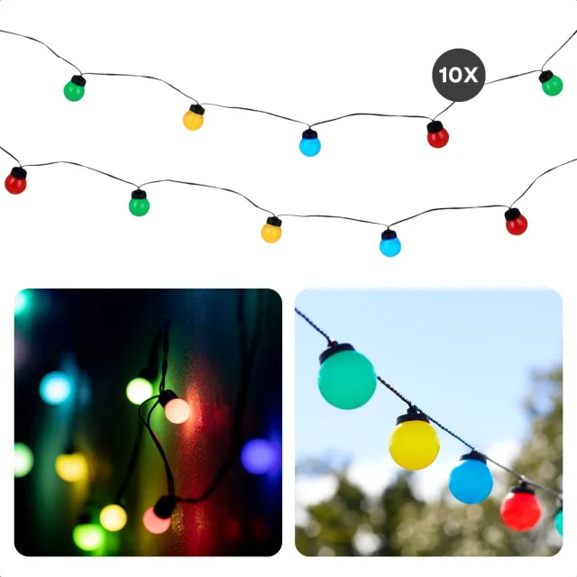 Cheqo Gekleurde Lichtsnoer - Tuinverlichting - Feestlampjes - Lichtslinger voor Buiten Terras en Camping - 7.5M - Feestverlichting - Sfeerverlichting Buiten