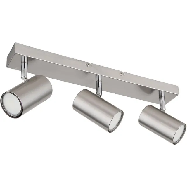 Globo Lighting Plafondlamp zilver Plafondspot 3 vlammen woonkamer nikkel met beweegbare spots, metaal, 3xGU10, LxBxH 41x6x12 cm
