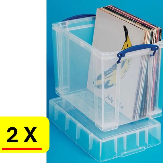 2 X Opbergbox Really Useful Box 19XL - 39,5x25,5x33 cm - transparant wit