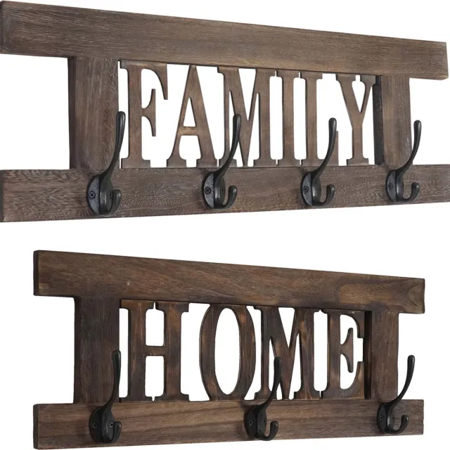 MCW 2-delige wandkapstokset MCW-C60 Home+Family kapstokpaneel, shabby look vintage ~ bruin, shabby