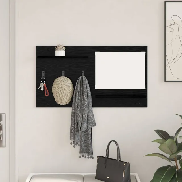 vidaXL Wandgemonteerde kapstok Zwart Eiken 90 x 10 x 50 cm