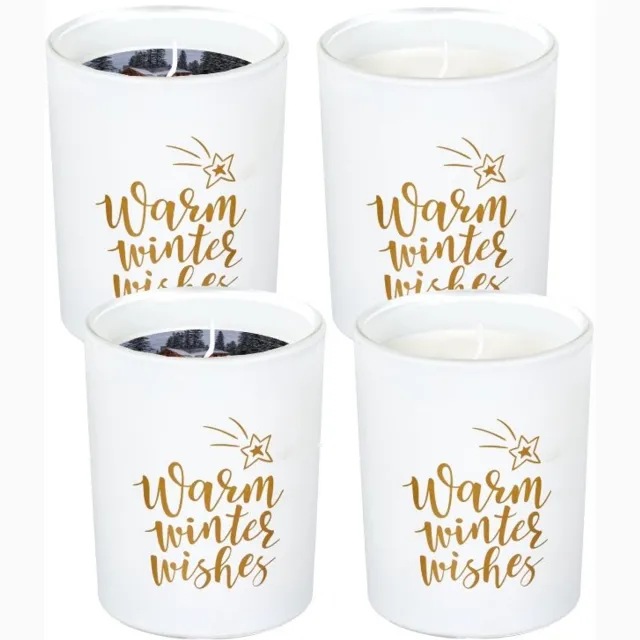 Spaas Geurkaars in Glas 'Warm Winter Wishes' - Winterfrost - circa 45u - 4 kaarsen Wit