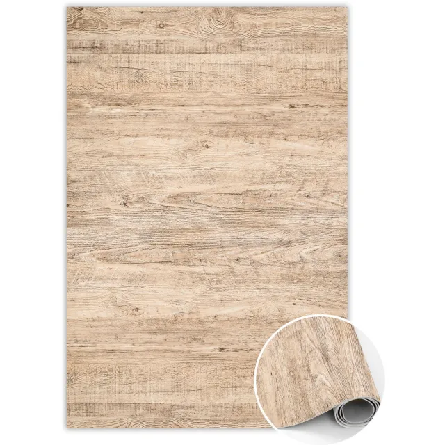 TULUP Vinyl Tapijt - Ruw hout Tapijt Vinyl - 140 x 210 cm - Beige Vloerkleed Op Vinyl - Vinylmat - PVC Floor Mat - Slaapkamertapijt - Keukentapijt Beige Ruw Hout