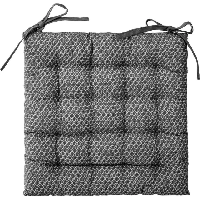 Atmosphera Stoelkussen Otto grijs - 38 x 38 cm - Met 2 lintjes - 100% katoen