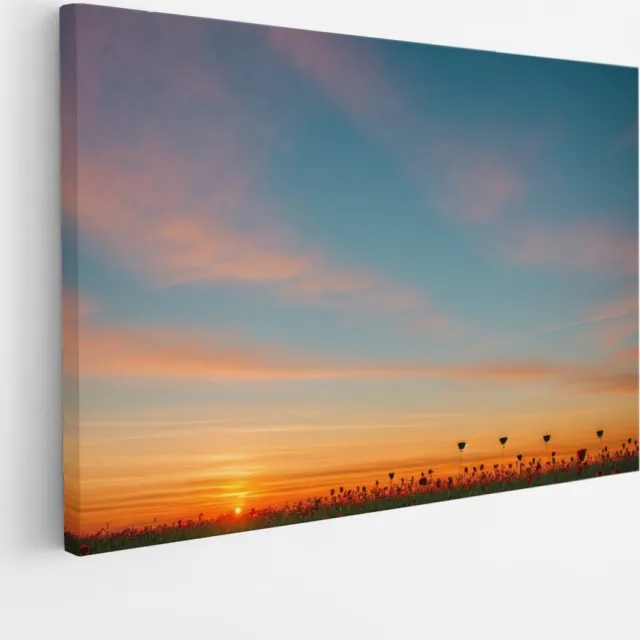 Saammp Canvas Schilderij - Landschap - Bloemenveld - Natuur - 60x40 - Foto op canvas - Wanddecoratie - Muurdecoratie Woonkamer - Slaapkamer decoratie - Canvas Print Multicolor
