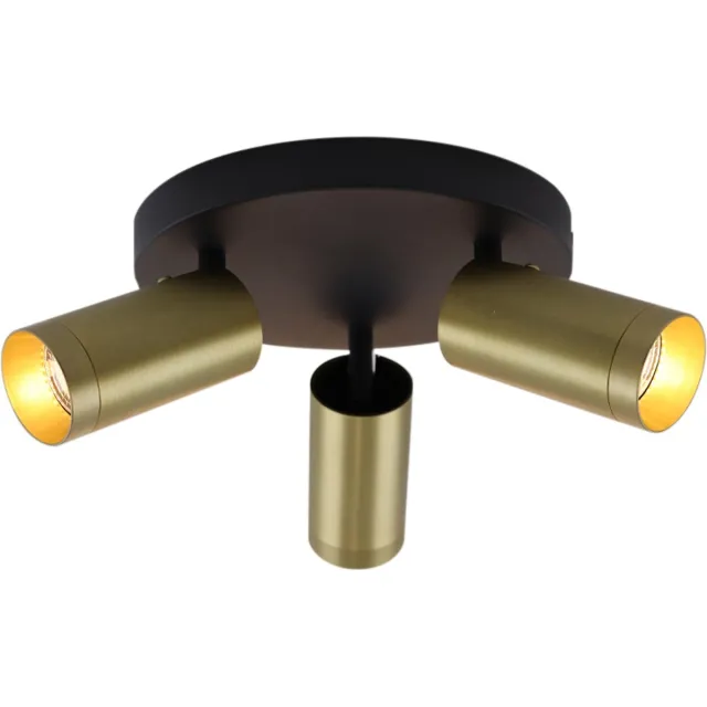 Olucia NADI - Plafondlamp - Messing / Zwart - 3L - Vorm: Rond