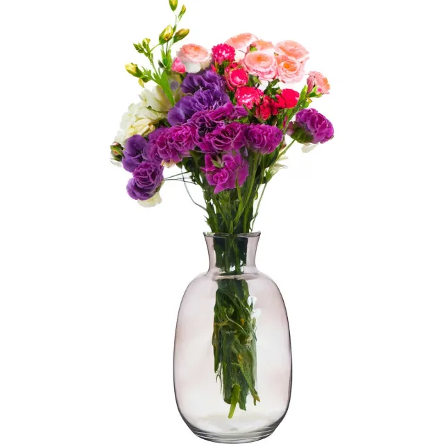 Giftdecor Bloemenvaas Crystal - luxe deco glas - grijs transparant - 21 x 36 cm - ovale bol vaas Lichtgrijs