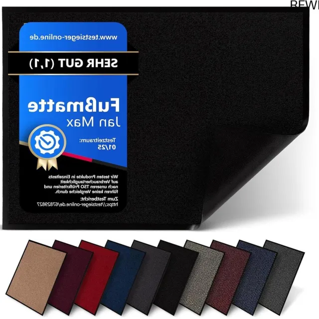 RFWR Vuilvangmat 40 x 60 cm - 8 Kleuren - Hoogwaardige Schoonloopmat met 2900g/m2 PP Vezels - Slechts 2,4L Vochtopname per m2 Zwart