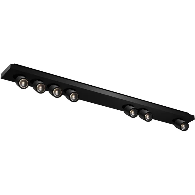 Fantasia Nysit LED plafondlamp met vierkante cover, 7 GU10-spots 4,5W (2800K) inbegrepen, dimbaar, 1135 mm, zwart staal/aluminium