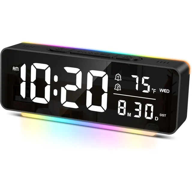 Bobypet Wekkers digitaal - Datum, temperatuur, snooze - Wekker grote cijfers - LED display - Voor decoratie, slaapkamer, woonkamer, kantoor - Zwart