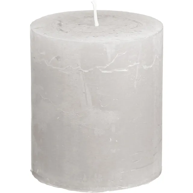 Viana Effen kaarsen, lichtgrijs, pilaarkaarsen 70×80mm, 4 stuks, rustieke de