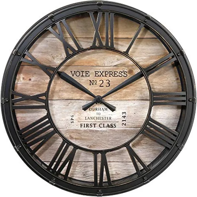 Atmosphera Vintage Klok - 39 cm - Metaal - Zwart/Bruin