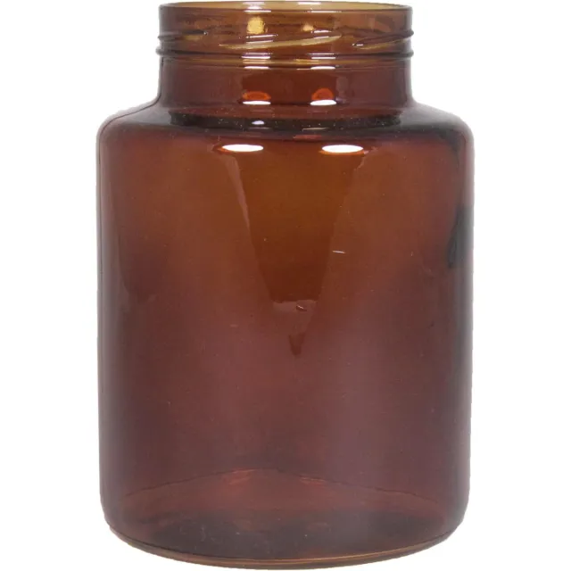 Floran Bloemenvaas - cilinder model met schroefdraad - kastanje bruin/transparant glas - 20 x 14.5 cm