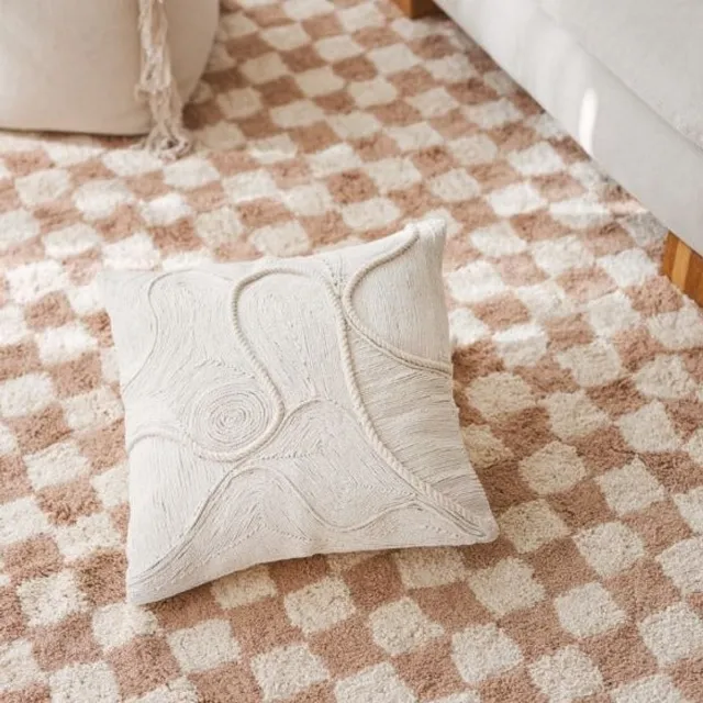 The Four Pursuits TFP Artisanal Embellished Cushion Cover - Sierkussenhoes | Arshi - 45 x 45 cm - Jute, 100% Organic Cotton (GOTS Certified) - Handmade in India - natural white