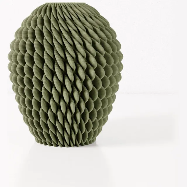 Fleuriek vaas CHLOE - Groen H44 cm- Ronde designvaas met bijzonder reliëf - Unieke vaas voor een modern interieur - Bolvaas voor tafel of dressoir