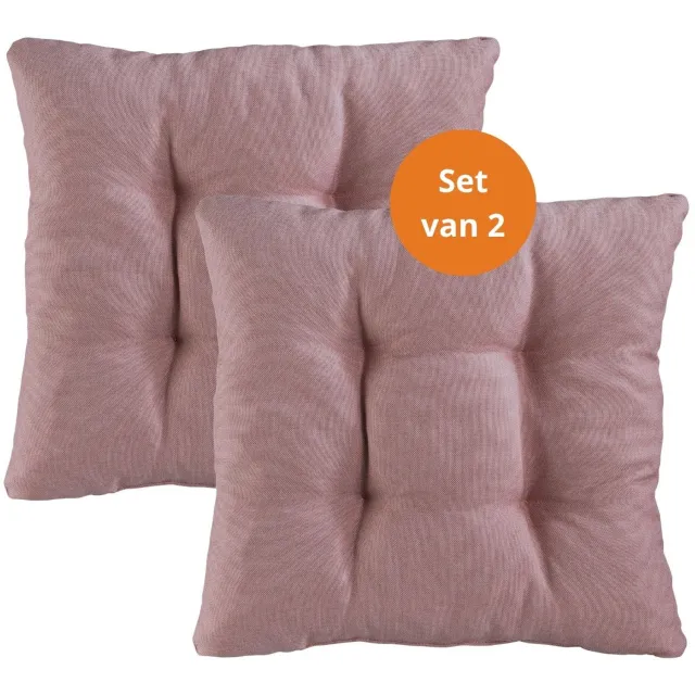 Sleepling stoelkussen, 38 x 38 cm, set van 2, zachte bekledingsstof, zitkussen in donkerroze