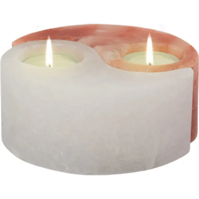 Himalaya Salt Dreams Yin Yang Theelichthouder Himalaya Zout kristal - Waxinelichthouder - Himalayazout oranje