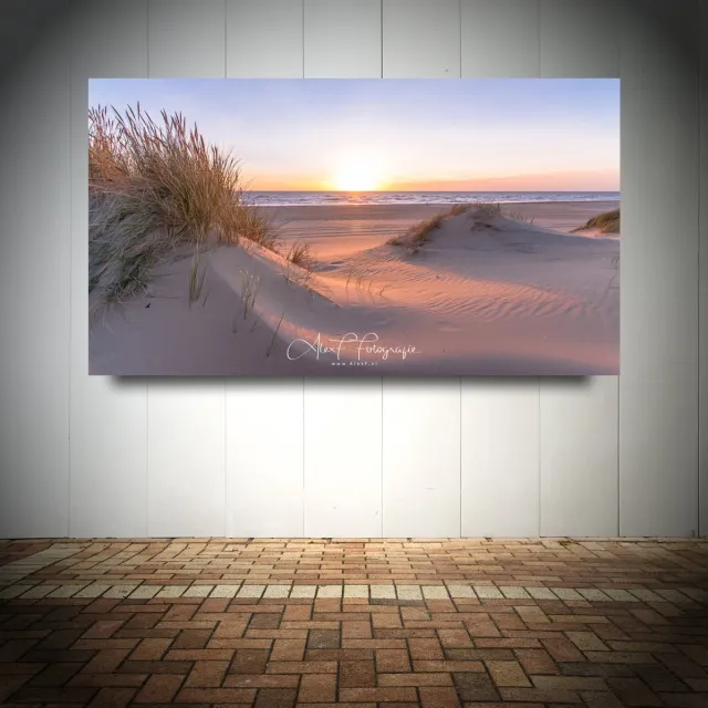 Alex F Fotografie Foto op Aluminium - Dibond Schilderij - Zon,Zee en duinen (120x60cm) Bonte kleuren