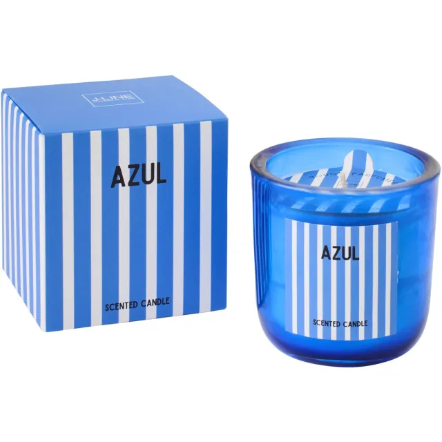 J-Line geurkaars Azul - Salt & Waves - glas - blauw - large