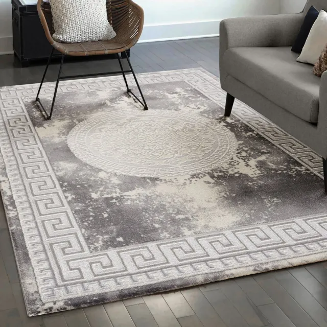 Muratap Harmony Oosters Vloerkleed Medaillon Grijs- 160x220CM