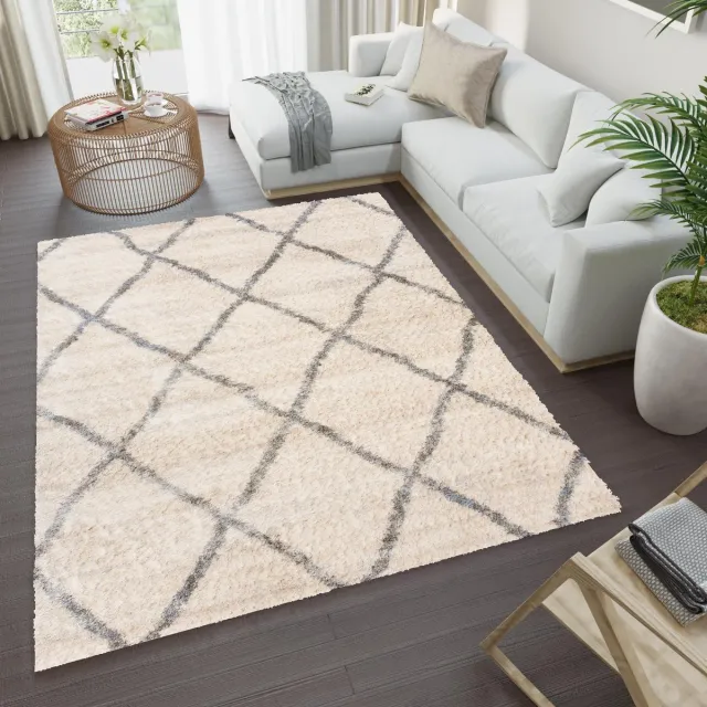 Tapiso Versay Vloerkleed Hoogpolig Shaggy Boho Beige Tapijt Creme1
