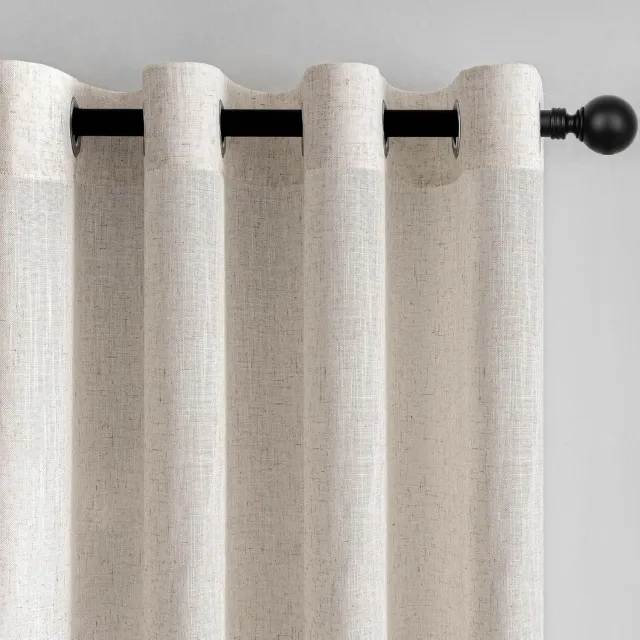 DailySupplies® Gordijnen Kant en Klaar met Haakjes - Gordijn voor Gordijnroede - Gordijnen Verduisterend - 140x245cm - Linnen