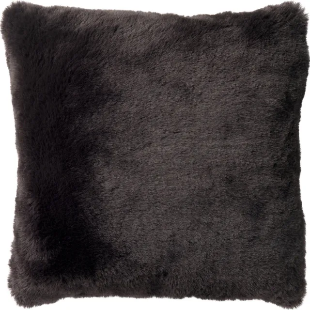 Dutch Decor ZAYA - Kussenhoes 45x45 cm - bontlook - effen kleur - Raven - zwart - met rits - zonder binnenkussen